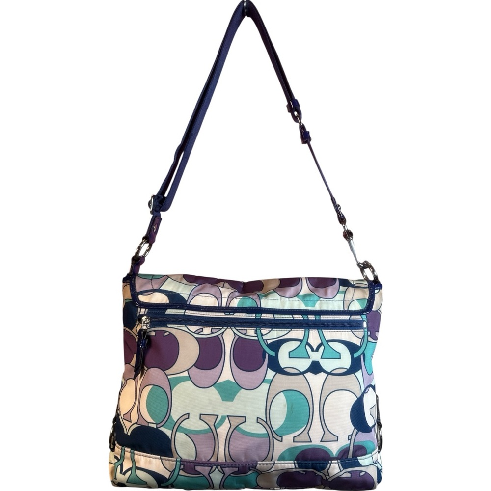 COACH EUC Kyra Daisy Scarf Signature Messenger Crossbody - Picture 3 of 13